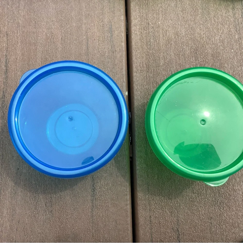 Set of Blue and Green Plastic Cups